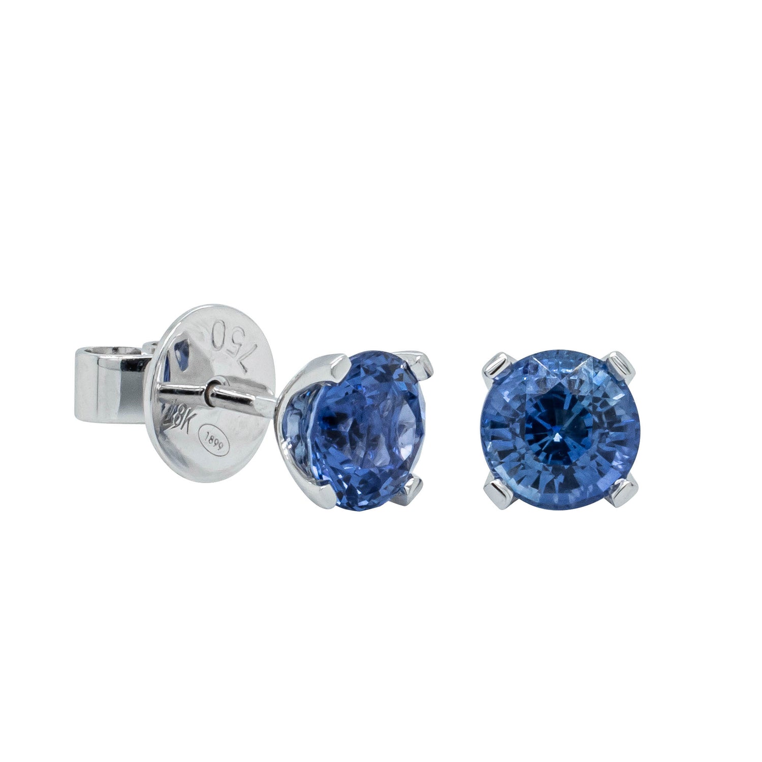 1.20ct Blue Sapphire 14K White Gold Stud Earrings